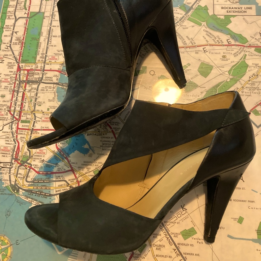 Balenciaga Black Suede Peep-Toe Cut Out High